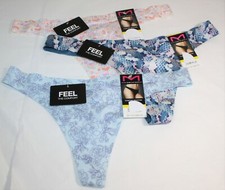 NWT set of 3 MAIDENFORM comfort devotion THONG BLUE SNAKE FLORAL geo pastels