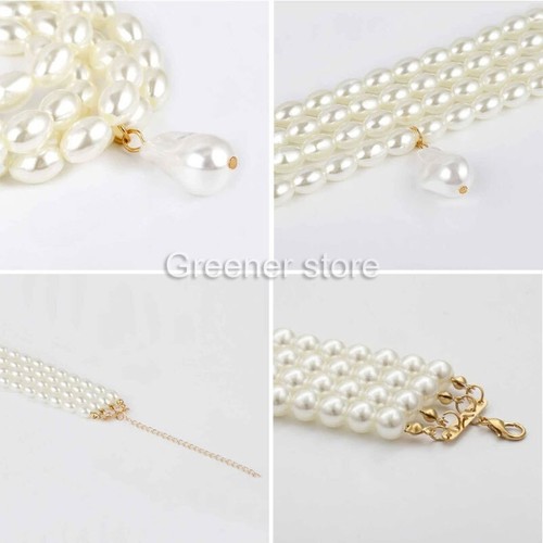 Women Multilayer White Imitation-Pearl Choker Fashion Wide Bib Necklace Jewelry - Picture 8 of 14