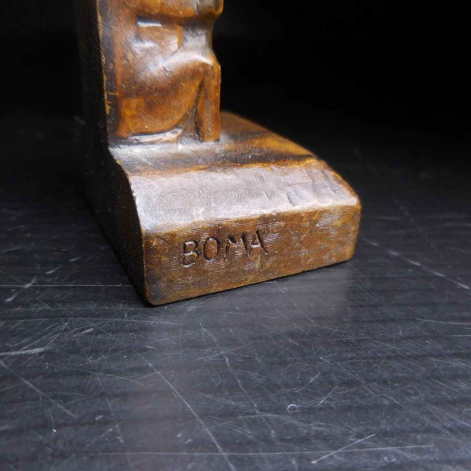 N25.58 figurine statue totem Boma bois marron vintage art déco ethnique - Photo 3/4