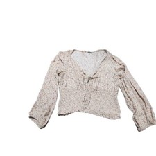 Top campesino floral Y2K American Eagle para mujer XL Boho Cottagecore corbata ajustada