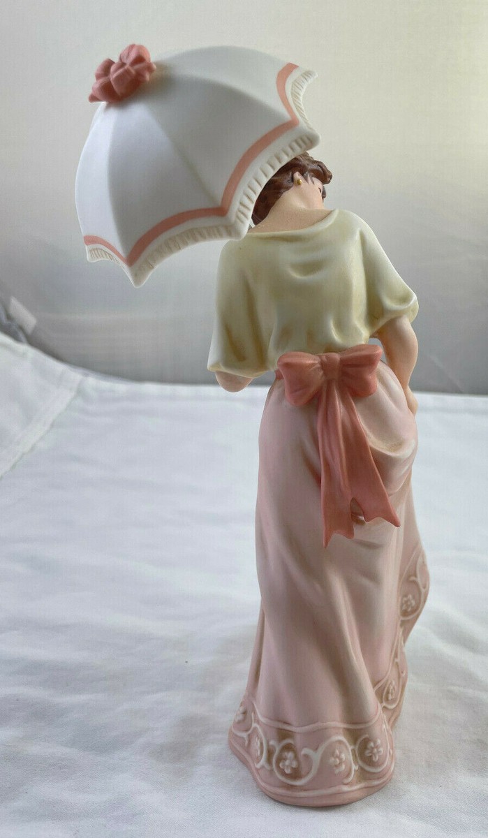 Home Interior Lady Figurine Porcelain 14004 Pearl Parasol Pink