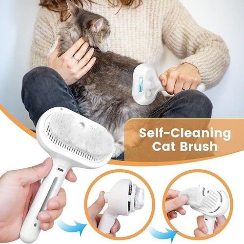 Cat Steam Brush for Shedding Hair Grooming Brush Pet Spray Hair Removal - Picture 2 of 3