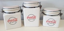 Vtg Gibson Coca Cola Cafe Canister Set of 3 Retro Locking Lids