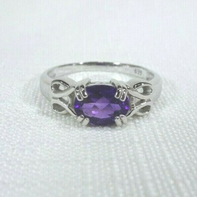 1.40ct Natural African Amethyst Solid Sterling Silver Solitaire Ring