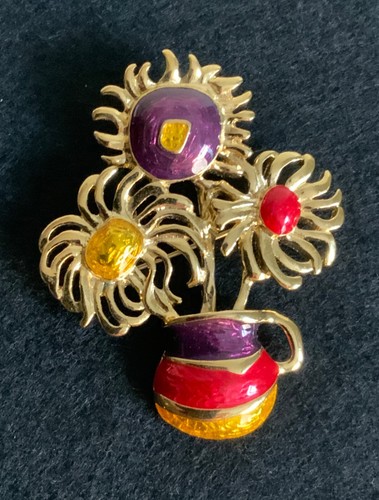Broche esmaltado YSL Yves Saint Laurent años 80, para Avon, girasoles Van Gogh 🌻