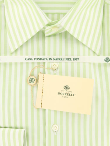Luigi Borrelli Green Striped Cotton Shirt - Slim - (DR2049NICOLA) - Picture 2 of 4