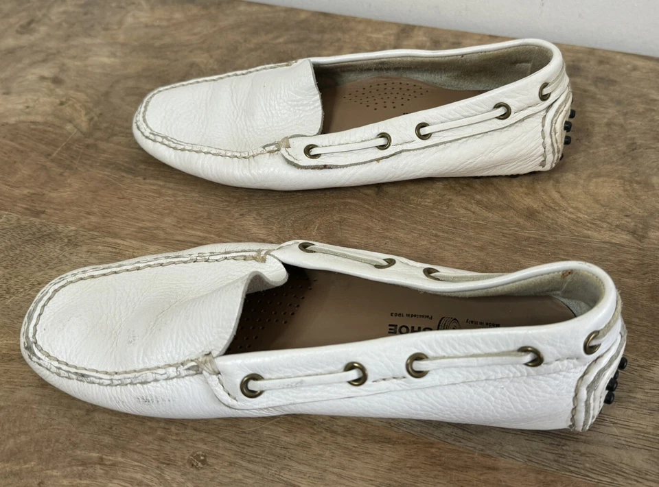Mocasín de conducción The Original Car Shoe para mujer 35 1/2 EE. UU. 5 cuero blanco Italia Foto 4 de 4