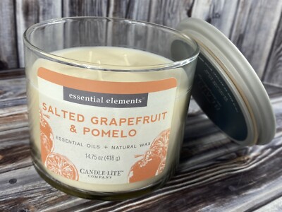 Essential Elements 14.75 oz 3-Wick Scented Candle - Salted Grapefruit & Pomelo
