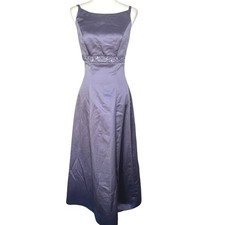 MORI LEE Small Lilac Satin Floral Embroidery Beaded Sleeveless Formal Gown Dress