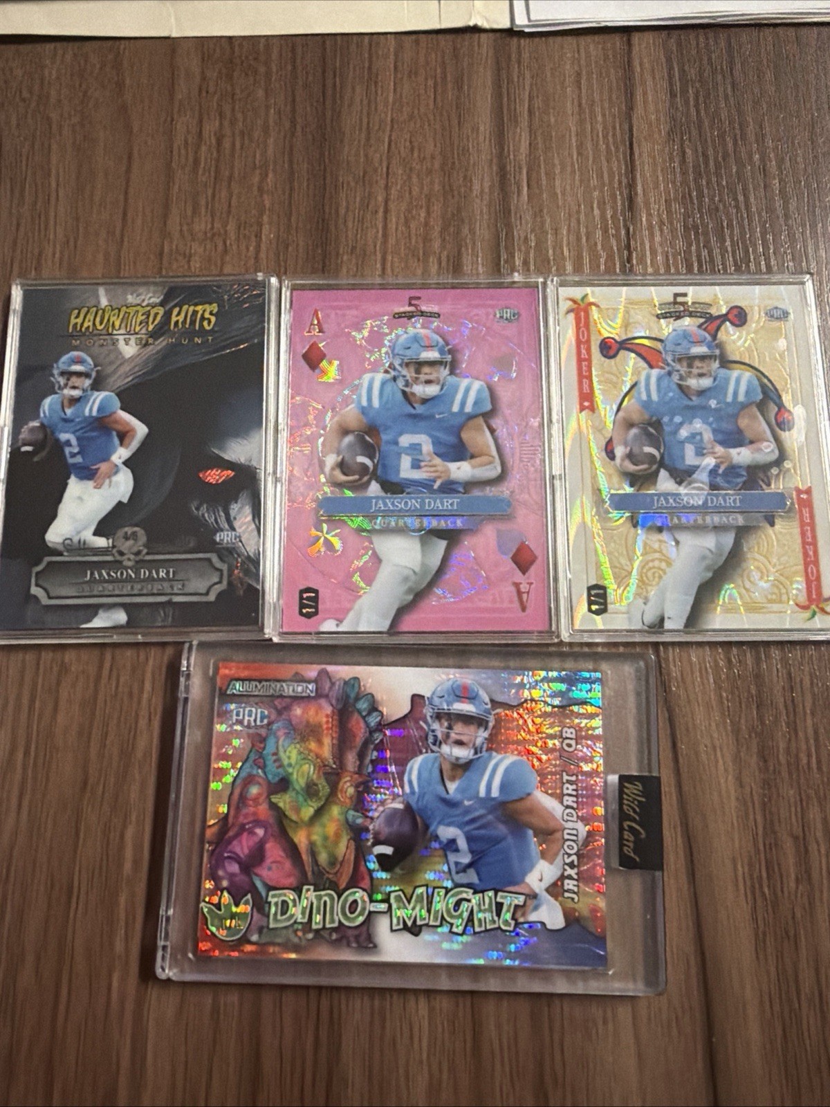 Jaxson Dart Wild Card Collection 4 Card Lot. 3 1/1s 1 4/5