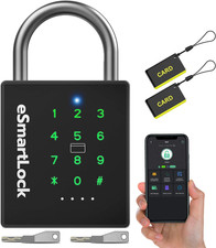 Heavy Duty Smart Padlock with Key, Pad Lock with Code Keypad, Weatherproof Bluet
