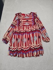Umgee Dress Womens Large Aztec Western Boho Sheer Sleeves