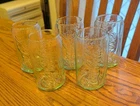 5-LOT Vintage Coca-Cola Coke Can Shape Soda Green Tinted Glass Embossed Cups
