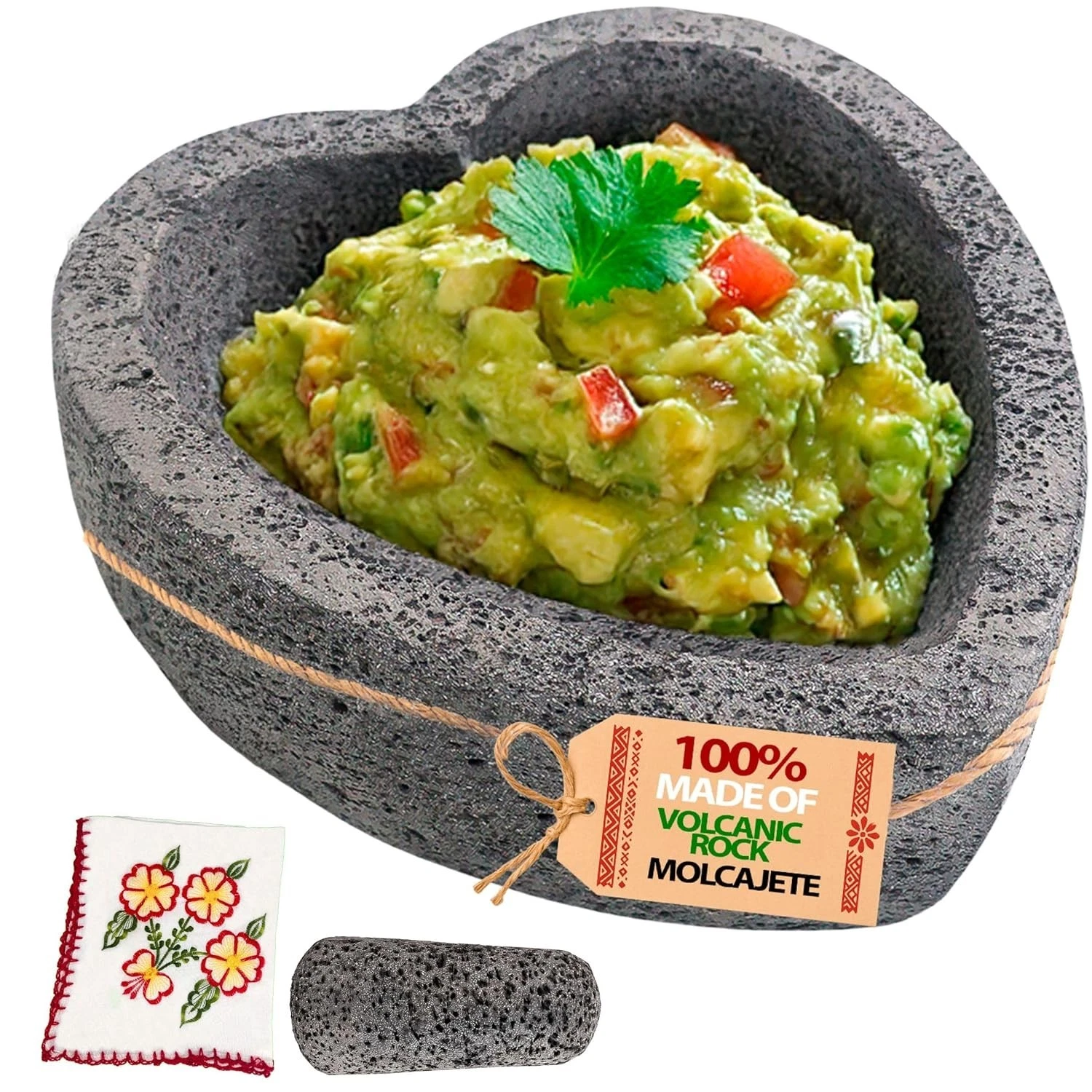 El Corazón Original Molcajete Mexicano - molcajete de Corazon Piedra