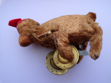 Old Vintage Key Wind Up Monkey Cymbal Toy Plush Mechanical - Works