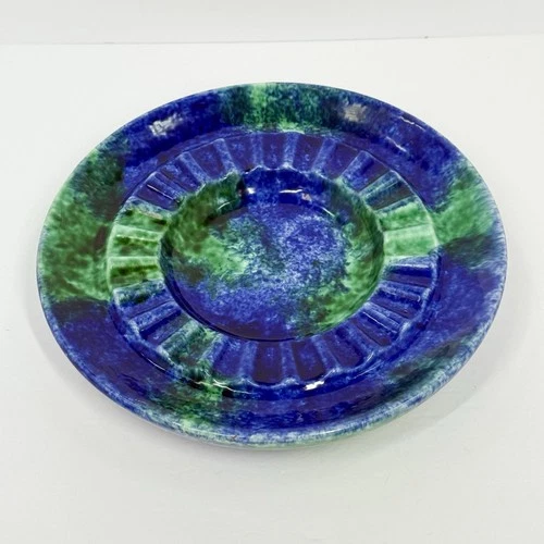 Stangl Pottery Plate Dish Blue Green Splatter 11” Round