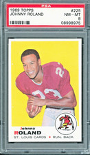 1969 Topps Johnny Roland PSA 8 Football Card NM/MT ST Louis Cardinlas #86