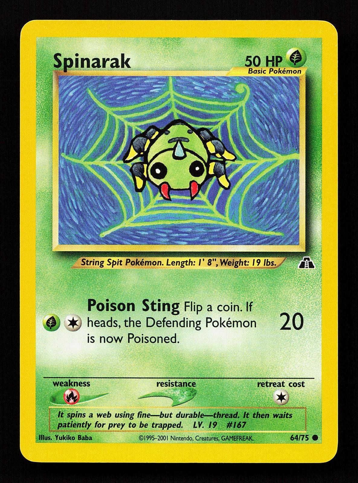 Spinarak 64/75 Unlimited Common Neo Discovery Pokemon Card