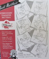 Aunt Marthas 3400 Cute Duck Day of Week Doing Chores Embroidery Transfer Pattern