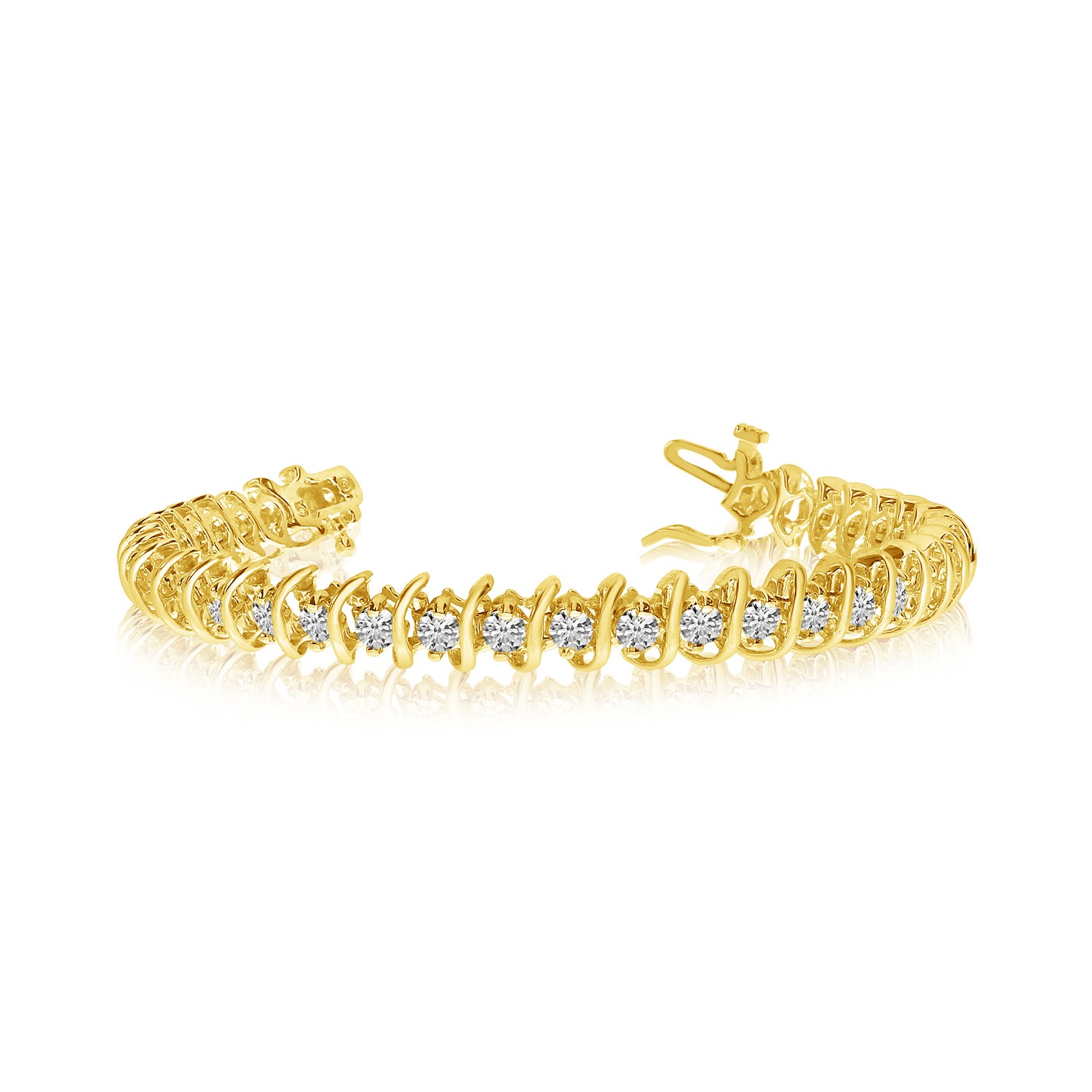 LXR 14K Gelbgold Rollover S Illusion Diamant Armband 4 ct 3885990₽