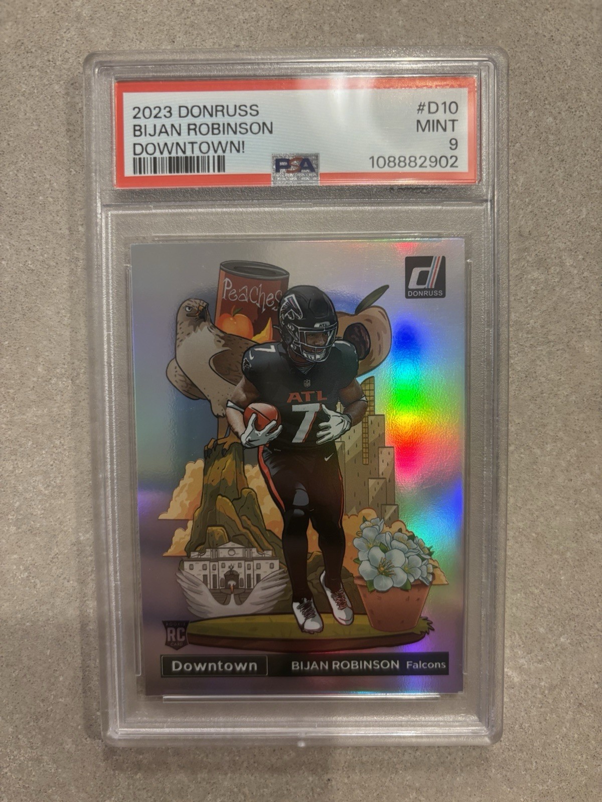 2023 Donruss Downtown Bijan Robinson #D-10 RC Rookie Atlanta Falcons PSA 9