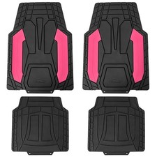 Heavy-Duty Rubber Floor Mats for Cars - Stripe Design, Universal Fit Full PINK