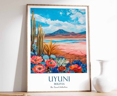 4_Uyuni Print, Uyuni Travel Poster, Bolivia Travel Print, Tropical Decor, Botani