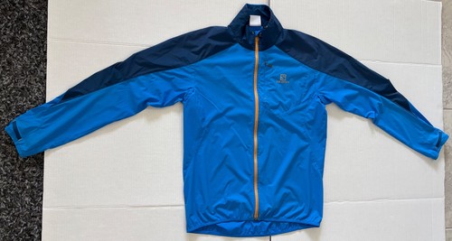 pre-owned SALOMON Fast Wing Trail Running Jacket Size Small Men Blue Lightweight