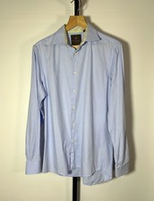 Tattersall Mens 15.5 Long Sleeve Button Down Dress Shirt Blue 100 Cotton