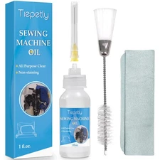 Sewing Machine Oil with Needle Tip and Double Head Brush, Universal Clear Lub...