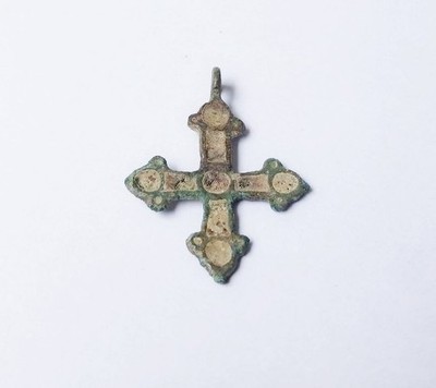 Mittelalterliches skandinavisches Emaillekreuz, Original,Antiker Schmuck.