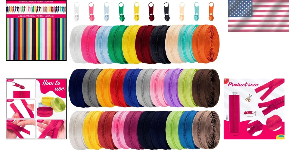 Tailoring Supplies, 30 Color Zippers - Image 2 of 4