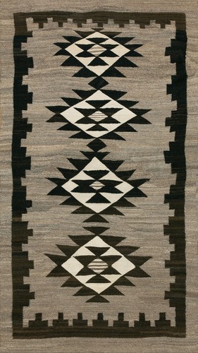 Antique Navajo Small Scatter Size Wool Black, Grey Rug