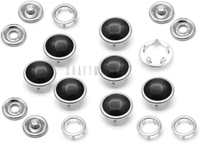 20 Sets 10.5MM Black Pearl Snaps Fasteners Pearl-Like Button for Western Shirt C