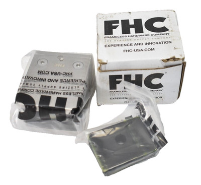 FHC SQ Series Glass Clamp w Flat Base For 3/4'' & 13/16'' Glass Brushed Stainless