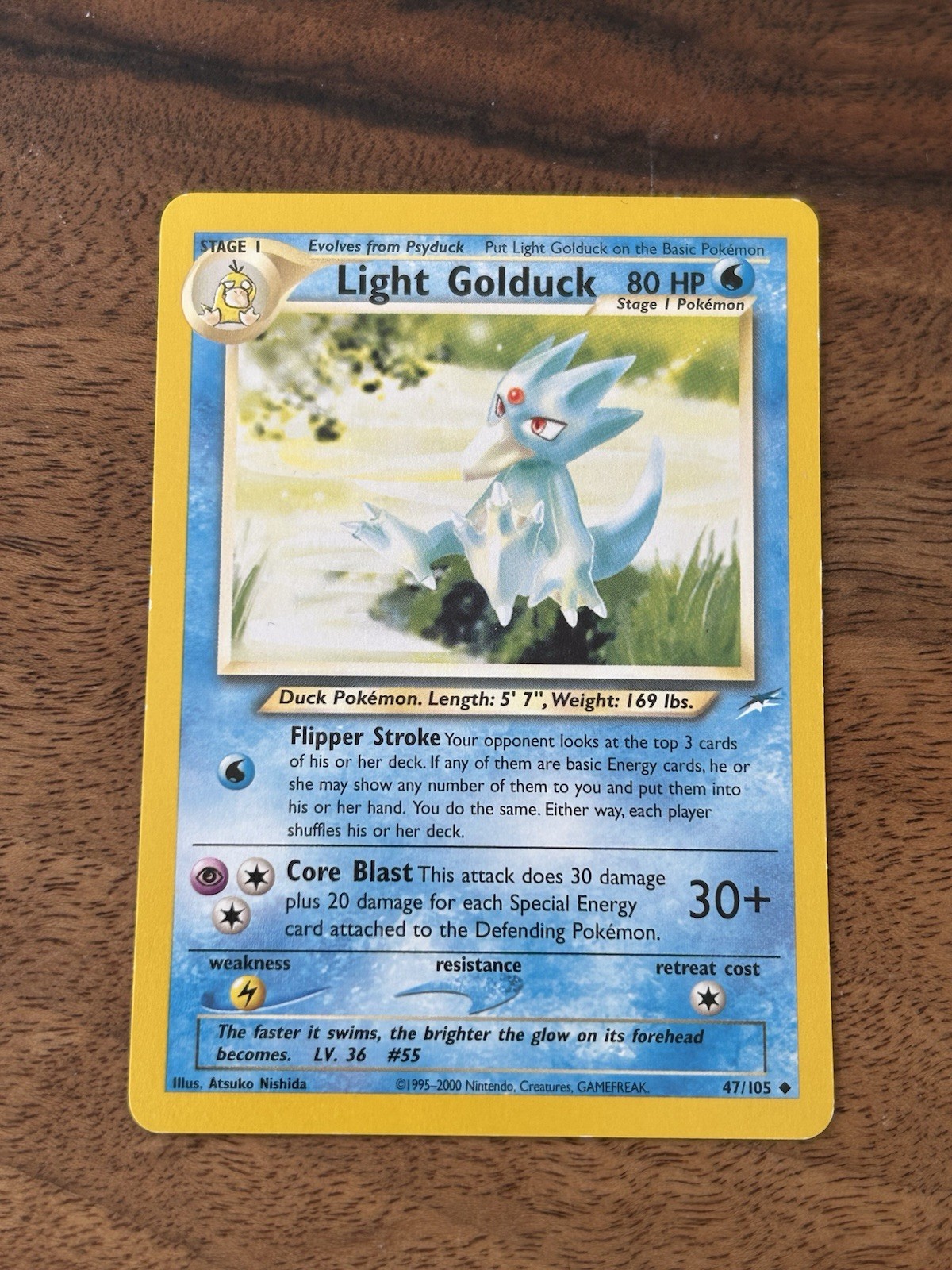 Pokémon Light Golduck Neo Destiny Card 47/105 English 80 HP Nintendo 2000