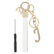Leather Wristlet Keychain, Chic Letter J Keychains