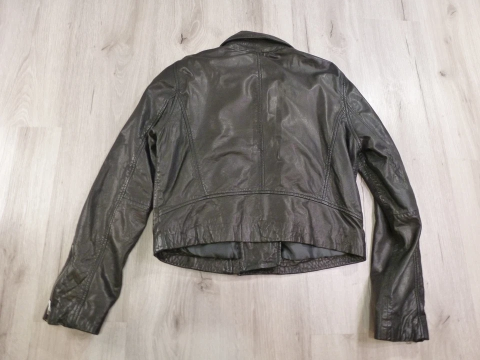 J. Crew Collection Lambskin Motorcycle Leather Jacket Womens M Black Zip Rock - Image 3 of 4