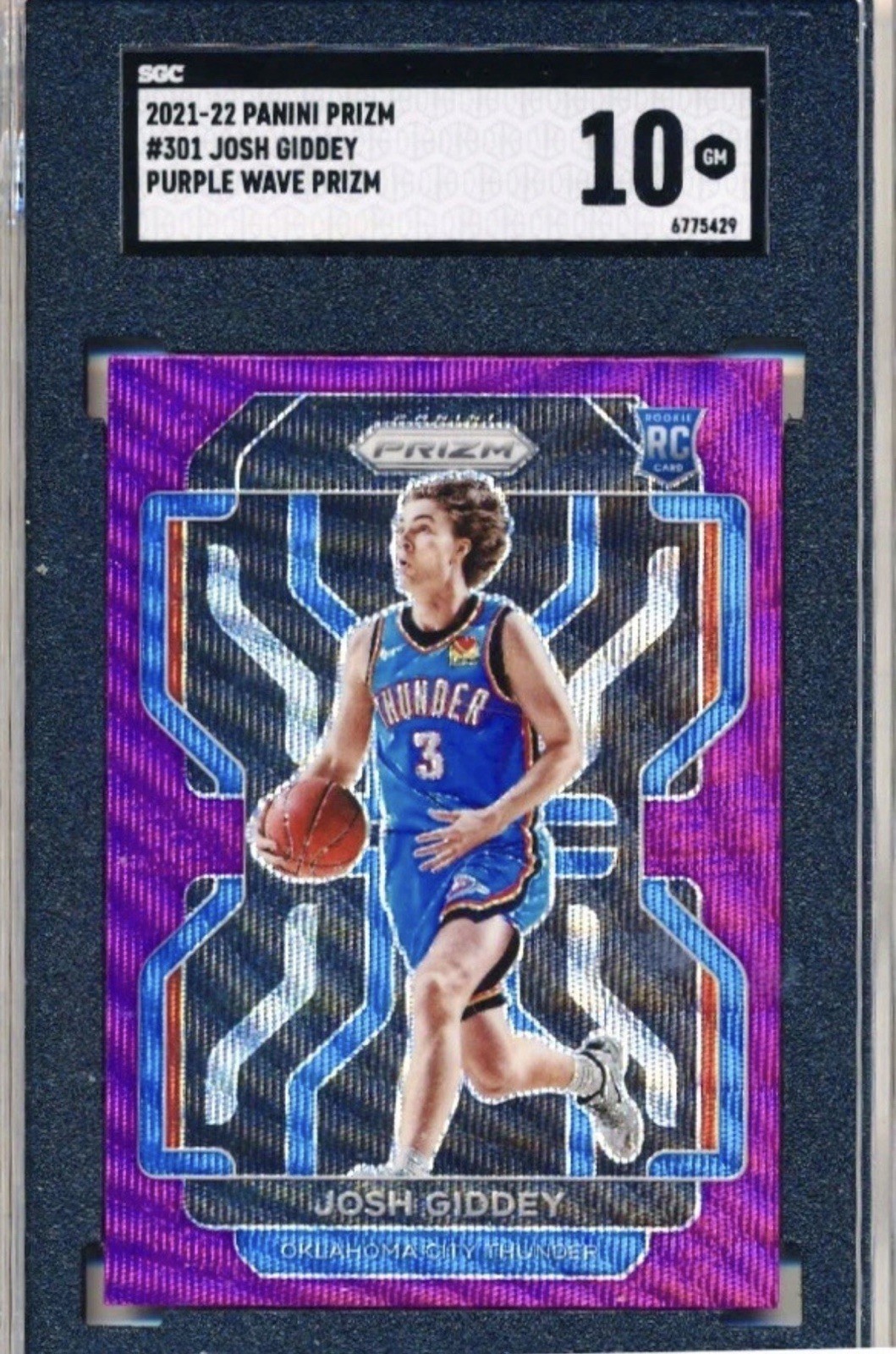 💎GEM MINT 10💎 2021-22 Panini Prizm - Josh Giddey #301 Purple Wave Prizm (RC)
