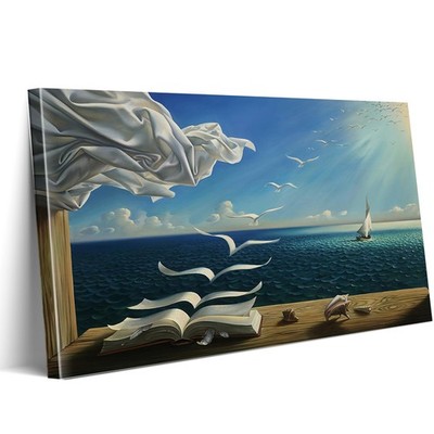 Salvador Dali Wave Book Canvas Wall Art Surrealism Art Prints Famous Oil Pain...