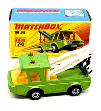 Matchbox Lesney Superfast 74 Toe Joe, rare darker green with white booms, nmib!