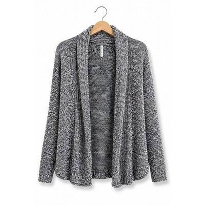 Poof Girl Navy White Marled Open Front Shawl Collar Cardigan Sweater Kids 7/8