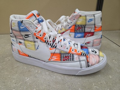 Men's 11.5 Nike Blazer Mid Patchwork MultiColor Off White Black CI9887-100 Shoes