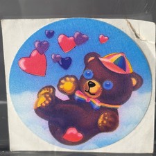 VINTAGE 80 S BEAR HEARTS LISA FRANK STICKER