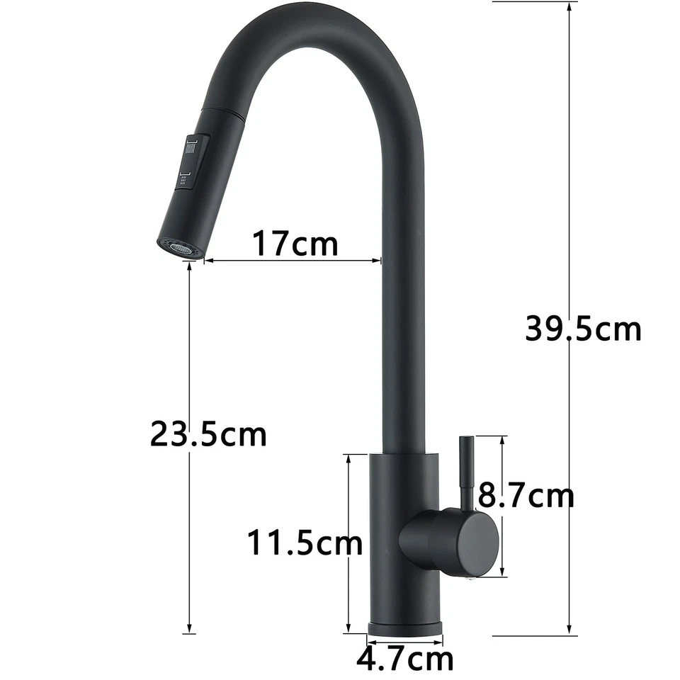Rubinetto Miscelatore cucina lavello estraibile doccetta nero 360° monocomando - Immagine 2 di 4