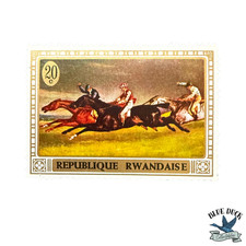 Rwanda - 1970 -   PAINTING - EPSOM DERBY BY THEODORE GERICAULT   - Stamp