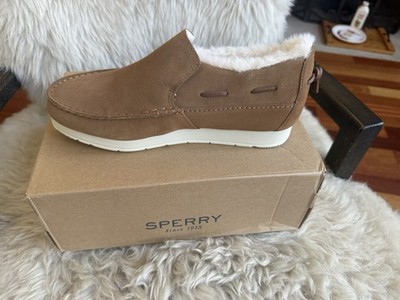 Sperry Moc Sider WR Suede Tan Cozy  Boots Women's Size 10.0 M Slip On Comfort