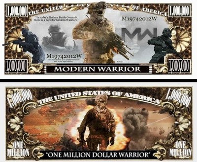 100 Pack Call of Duty Modern Warfare Money Collectible Novelty 1 Million Dollars