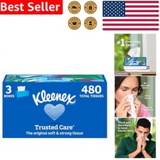 Bulk Facial Tissues Trusted Care 3 Boxes 2-Ply 480 Unscented Gentle Strength