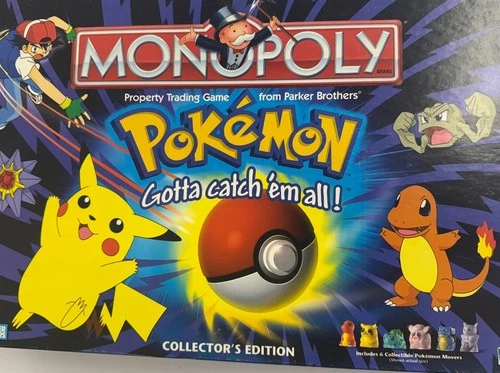 Vintage 1999 Pokemon Collector's Edition MONOPOLY Board Game CIB Tape On Box
